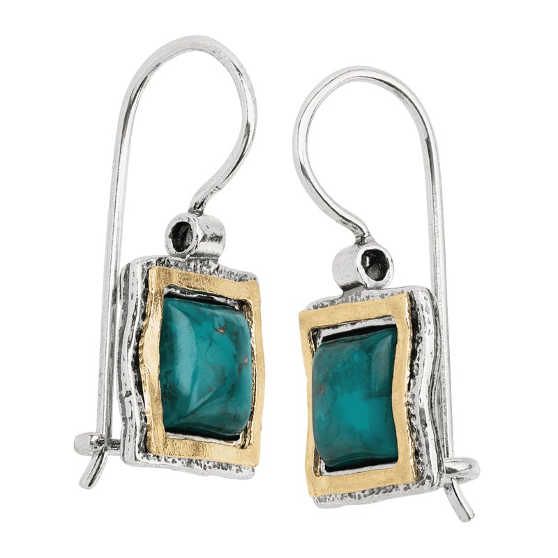 Silpada 'Emerald Lake' Compressed Turquoise Drop Earrings in Sterling Silver & 14K Gold Plate - Image 2